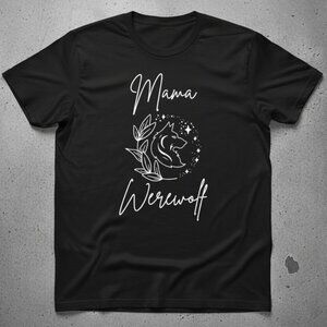 Mama Werewolf Halloween Graphic T-Shirt – Spooky Mom Shirt – Cute Witchy Wolf